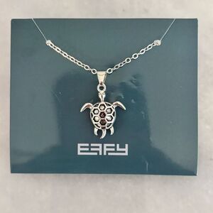 NWT Effy Cable Chain Lobster Clasp Turtle Pendant Necklace Silver-tone OS